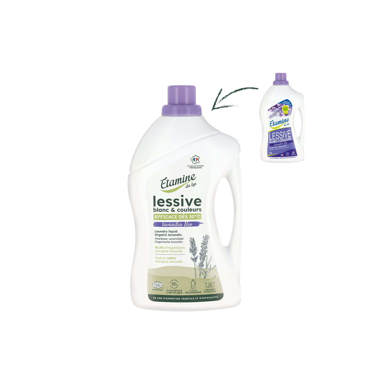 Lessive liquide lavandin 1L - Etamine du lys Lessive liquide lavandin 1L - Etamine du lys