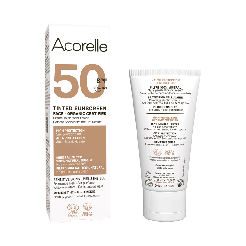 Crème solaire visage SPF50 teintée - medium 50ml