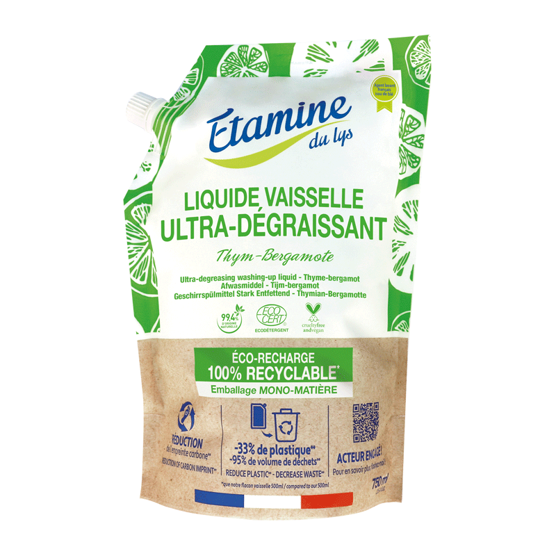 Eco-recharge liquide vaisselle thym bergamote 750ml- Etamine du lys