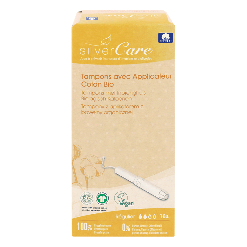 Tampon normal avec applicateur en coton bio Silvercare
